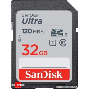 SanDisk 32GB Ultra UHS-I SDHC Memory Card U1 Class 10 120MB/s (SDSDUN4)