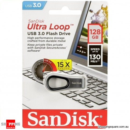 SanDisk Ultra Loop USB 3.0 128GB Flash Drive Memory Stick (CZ93)