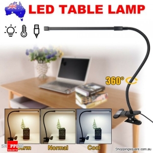 Table Lamp Desk Bedside Reading Led Light Clip On USB Dimmable Switch Night