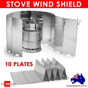 10 Plates Folding Hiking Cooking Cooker Gas Stove Wind Shield Screen Windshield