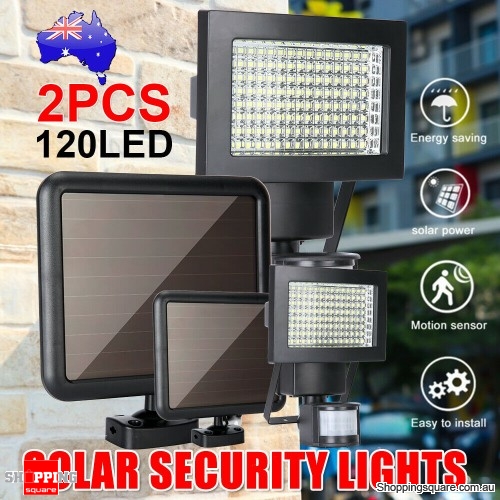 Pair Solar Lights Waterproof Security 120 LED Sensor Detection Flood Garden Lamp