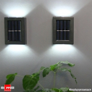 2Pcs Solar Wall Lamp Light Up and Down Garden Decorative Solar Sensor LED Light - Cool White Colour
