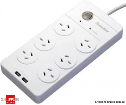Huntkey 6 Outlet Surge Protector Power Board with Dual USB Charging outlet 5V 2.1A