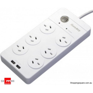Huntkey 6 Outlet Surge Protector Power Board with Dual USB Charging outlet 5V 2.1A