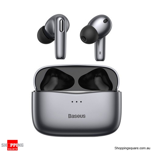 Baseus Official S2 TWS ANC True Wireless Earphones Active Noise Cancelling Bluetooth Headphone Support Wireless Charging - Grey