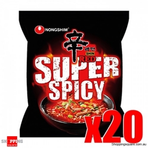 20x Nongshim Shin Red Ramyun, SUPER SPICY, 120g