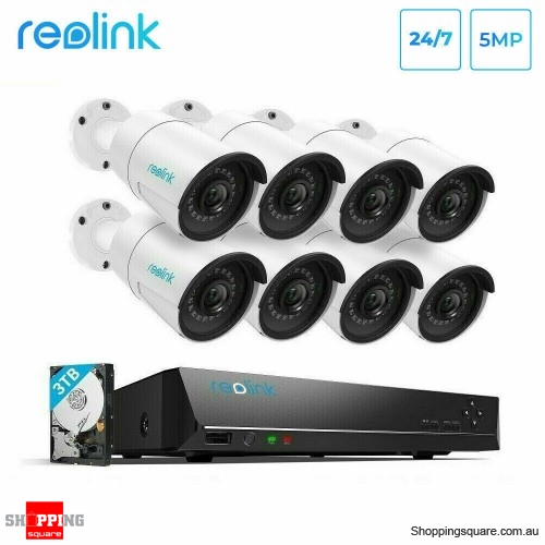 Reolink 16CH 5MP PoE Wired Outdoor Home Security Camera System NVR Kit RLK16-410B8-5MP