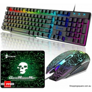 Wired Gaming Keyboard And Mouse Set RGB Backlit For PC PS4 Xbox Mechanical