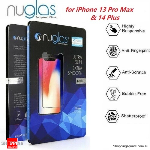 2x NUGLAS 2.5D Clear Tempered Glass Screen Protector for iPhone 13 Pro Max & iPhone 14 Plus
