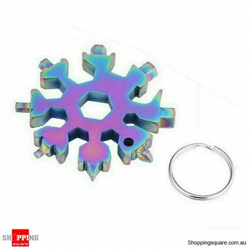 18 In 1 Stainless Tool Multi-Tool Portable Snowflake Shape Key Chain Screwdriver - Colourful Colour
