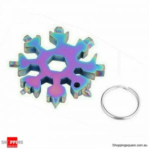 18 In 1 Stainless Tool Multi-Tool Portable Snowflake Shape Key Chain Screwdriver - Colourful Colour