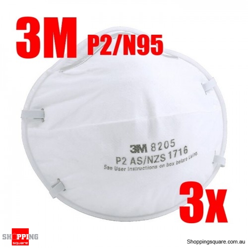 3PK - 3M Mask P2/N95 8205 FFP2 Approved Respirator Face Anti Dust Flu Protection