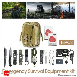 Emergency Survival Equipment Kit Outdoor Tactical Hiking Camping SOS Tool 18Pcs