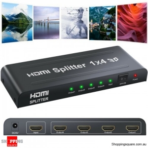 HDMI Splitter Amplifier Duplicator 4 Way 1x4 Hub 1 in 4 out 3D 1080p 4K Ultra HD