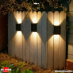 4X LED Solar Wall Light In/Outdoor Up Down Sconce Stair Corridor Lamp Waterproof - Warm White