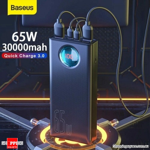 Baseus 65W Power Bank 30000mAh USB Type C PD AFC Phone Notebook External Battery