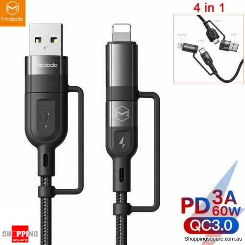 Mcdodo 4 in 1 Multi Fast Charging Data Cable USB-C Type-C to Type C USB Charger 
