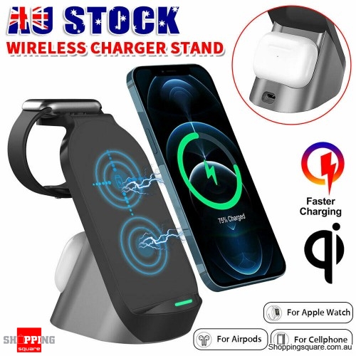 3in1 Wireless Charger Fast Charging Dock Station For iPhone Apple Watch Samsung
