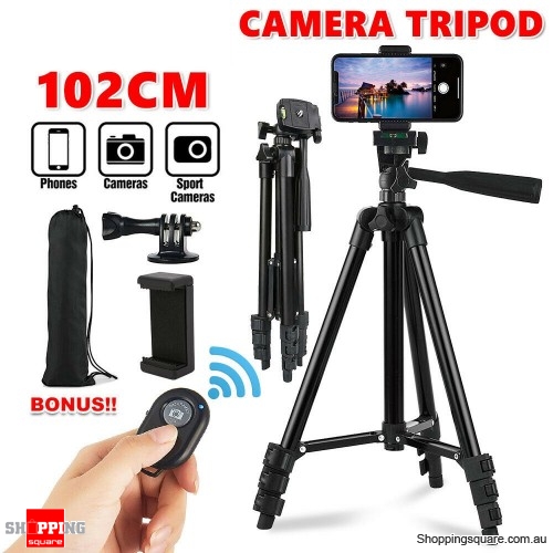 Camera Tripod Stand Mount with Remote Phone Holder for iPhone Samsung Travel