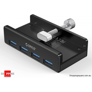 ORICO USB3.0 HUB with Extra Power Supply Port 4 Ports Clip-Type USB HUB Splitter Station for Laptop/Computer Desk