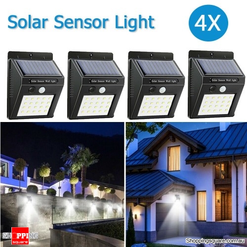 4PCS 20 LED Solar Motion Sensor Light Garden Outdoor Waterproof Security Lights