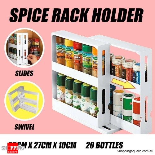 Slide Cabinet Organiser Rack Storage Pantry Kitchen Shelf Spice Jars Can Holder