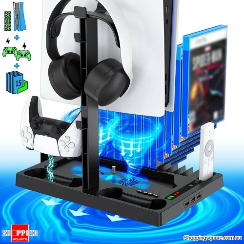 For PS5 Vertical Stand Base Holder Storage Charging Station with Cooling Fan