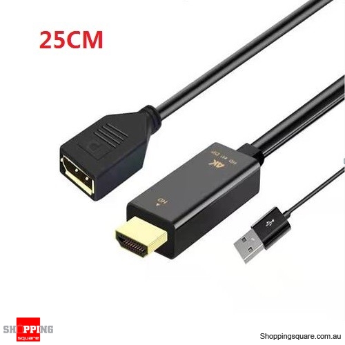 H146 HDMI Male with USB2.0 to DP DisplayPort Female Conversion High Definition Adapter Cable with USB Power Supply - 25CM