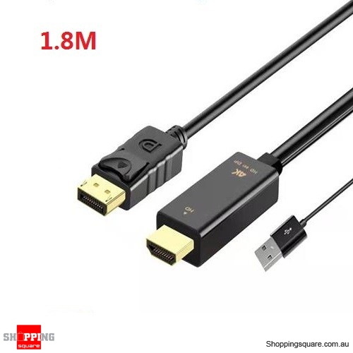H147 HDMI Male with USB2.0 to DP DisplayPort Female Conversion High Definition Adapter Cable with USB Power Supply - 1.8M