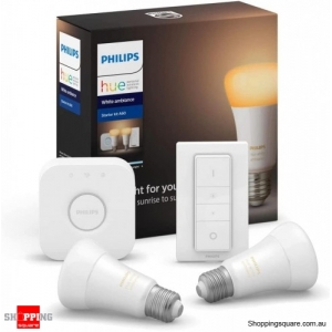 Philips Hue E27 White Ambience LED Smart Bulb Starter Kit 