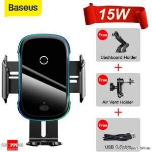 Baseus 15W Car Wireless Charger Infrared Fast Charging Mount Stand Phone Holder