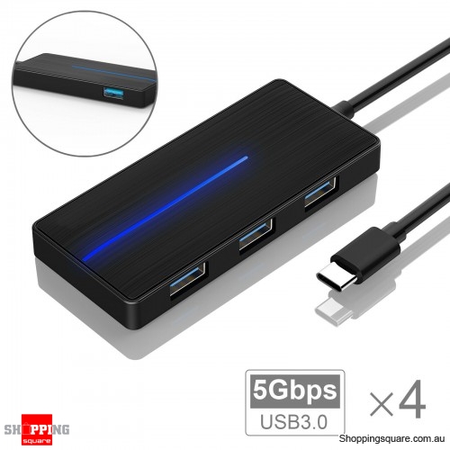 4-Port USB 3.0 Type C Data USB Hub Charger Transfer Reader Adapter For PC Mac