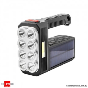 XANES 8LED+COB 4Modes Super Bright Portable Solar Flashlight USB Rechargeable Power Indicator Searchlight Waterproof