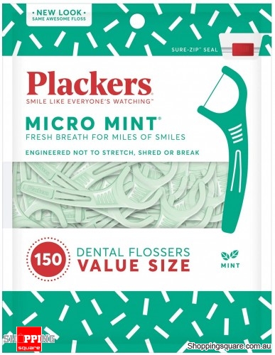 Plackers Micro Mint Dental Floss Picks, 150pcs