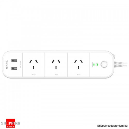 Tenda SP15 3 Way + 2 USB Smart Wi-Fi Power Strip Plug for Google or Alexa