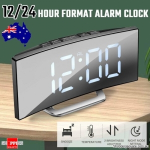 Electronic Led Digital Clock Snooze Bedside Table Alarm Time Temperature Display