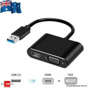 2 IN 1 USB 3.0 to HDMI + VGA Full HD 1080p Video Adapter Cable Converter for PC