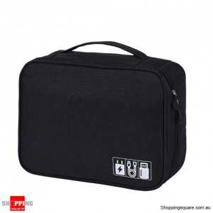 Cable Organizer Bag Charger USB Electronic Accessories Storage Travel Case - Black