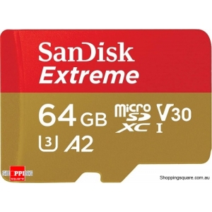 2022 New SanDisk 64GB Extreme microSDXC UHS-I C10 U3 V30 A2 Memory Card with Adapter 170MB/s (SDSQXAH-064G)