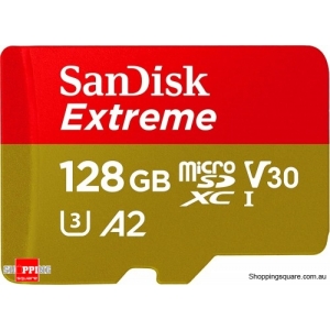 2022 New SanDisk 128GB Extreme microSDXC UHS-I C10 U3 V30 A2 Memory Card with Adapter 190MB/s(SDSQXAA-128G)