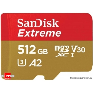 2022 New SanDisk 512GB Extreme microSDXC UHS-I C10 U3 V30 A2 Memory Card with Adapter 190MB/s (SDSQXAV-512G)