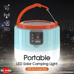 Portable LED Solar Camping Light Lantern Outdoor Tent Lamp USB Rechargeable