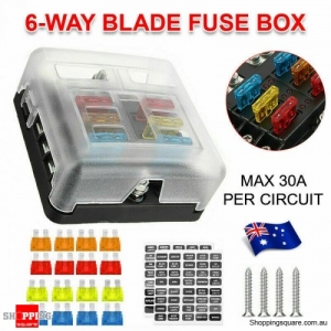23PC 6 Way Blade Fuse Box Block Holder Indicator LED Light 12V/32V Car Marine
