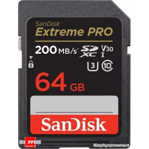 SanDisk Extreme PRO SDXC UHS-I SD Card C10, U3, V30, 4K UHD 64GB 200MB/s (SDSDXXU-064G)