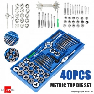 40PCS TAP & DIE SET HARDENED METRIC Screw Thread Taper Drill Tool Kit