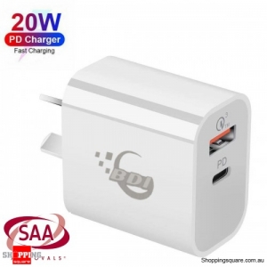 BDI 20W PD Quick Charger AU plug with USB and Type C Port (SDC-20WACB)