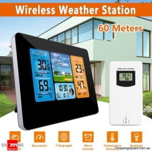 LCD Digital Indoor & Outdoor Wireless Weather Station Clock Calendar Thermometer