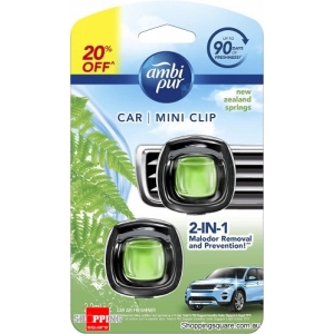 Ambi Pur Car Mini Clip New Zealand Springs 2 x 2ml