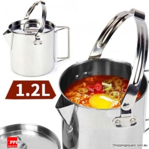1.2L Portable Camping Kettle Outdoor Stainless Steel Kettle Hanging Picnic Pot