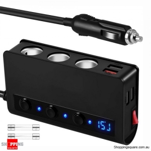 Car Cigarette Lighter Socket 4 USB Charger Socket Splitter 12V 24V Power Adapter